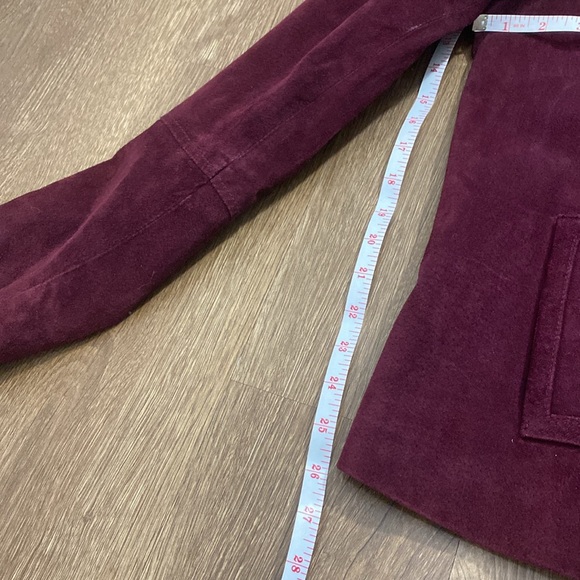 Real leather Isaac mizrahi live us 10 plum motorcycle jacket gold zippers - Picture 2 of 13